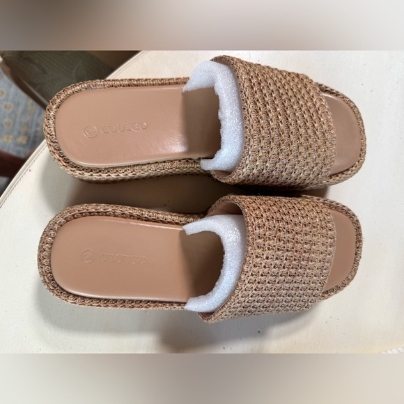 NEW! Women's ‘COFFEE’ Color Raffia Platform Sandals-9M - Picture 9 of 17